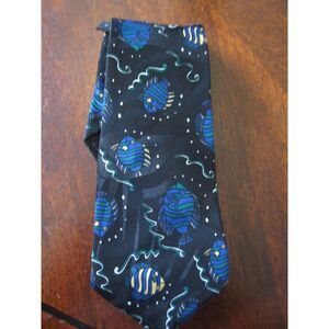 FUN SUMMER SKINNY BLACK   TIE  ACCENTED WITH CUTE FISH  BY ANDHURST